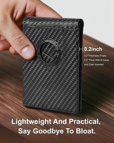 ALLIVE Airtag wallet for men - Genuine Leather Mens Wallet RFID Blocking Slim Billfold with Built-in AirTag Holder, 8 Card Slots, Minimalist Front Pocket Wallet with Gift Box (Classic Black) in Saudi Arabia