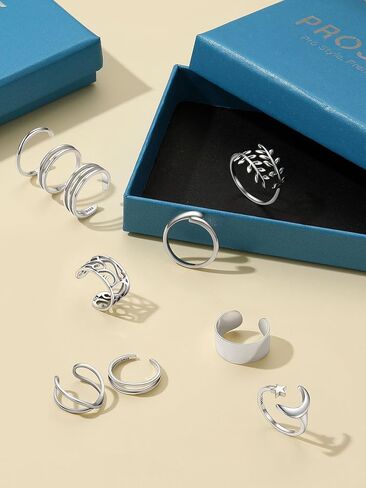 PROSILVER Adjustable Toe Rings for Women, Summer Beach Foot Jewelry, 925 Sterling Silver Open Toe Rings, Dainty Pinky Ring, Thumb Ring, Come with Box in Saudi Arabia