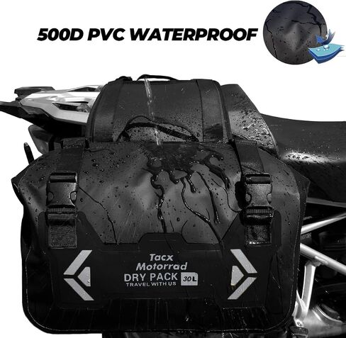 Motorcycle Saddle Bags Tail Bag, 30L Roll-top Waterproof Motor Detachable Side Trunk Bag, Motor Panniers Luggage Bag for Bike Motorcy in Saudi Arabia