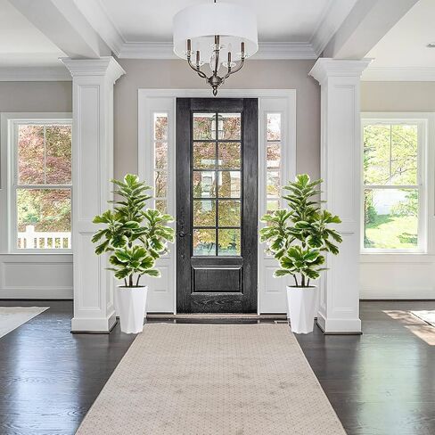 Artificial Fiddle Leaf Fig Plant Indoor 5FT Faux Rubber Tree with White Diamond Planter Tall Fake Floor Plant in Pot Artificial Trees for Home Office Living Room Decor Indoor in Saudi Arabia