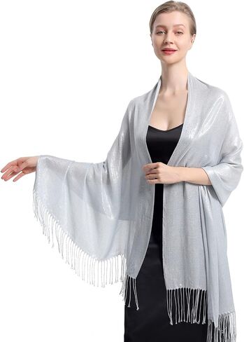 Sparkly Metallic Shawls and Wraps,Women's Glitter Pashmina Shawl Scarf forformal Evening Party Dresses in Kuwait