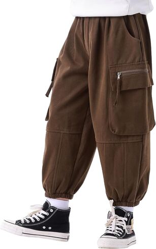 Erasers&pencils Boys Cargo Joggers Pants Elastic Waist Casual Jogging Trousers Bottom for Kids 3-8Years in Saudi Arabia