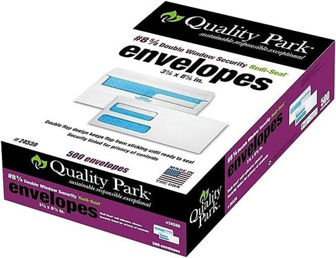 ظرف نافذة مزدوج من Quality Park Redi-Seal Self Seal Security ملون #8، 3 5/8 × 8 5/8 بوصة، منسوج أبيض، 50/عبوة (24539-50) in Saudi Arabia