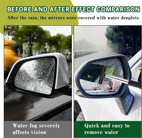 Car Side Mirror Squeegee, Retractable Telescopic Mirror Wiper, Anti-Fog & Water Cleaning Tool for Rainy & Foggy Weather, Extendable 98cm Handle, Portable Auto Mirror Cleaner in Saudi Arabia
