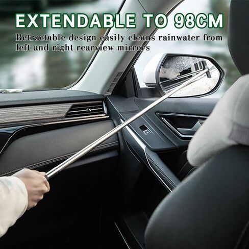 Car Side Mirror Squeegee, Retractable Telescopic Mirror Wiper, Anti-Fog & Water Cleaning Tool for Rainy & Foggy Weather, Extendable 98cm Handle, Portable Auto Mirror Cleaner in Saudi Arabia