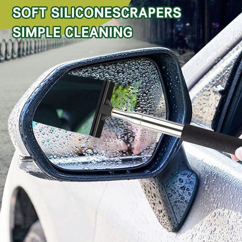 Car Side Mirror Squeegee, Retractable Telescopic Mirror Wiper, Anti-Fog & Water Cleaning Tool for Rainy & Foggy Weather, Extendable 98cm Handle, Portable Auto Mirror Cleaner in Saudi Arabia