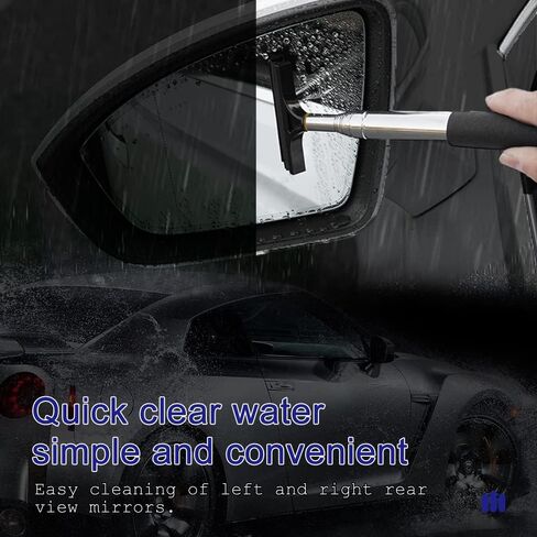 Car Side Mirror Squeegee, Retractable Telescopic Mirror Wiper, Anti-Fog & Water Cleaning Tool for Rainy & Foggy Weather, Extendable 98cm Handle, Portable Auto Mirror Cleaner in Saudi Arabia