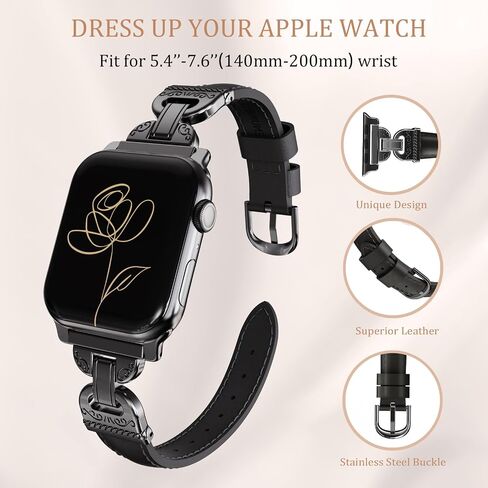 فرقة جلدية متوافقة مع نطاقات Apple Watch Women 42/44/45/46/49 مم حزام جلدي نحيف مع مصمم من سلسلة IWatch من سلسلة IWatch 10/9 in Saudi Arabia