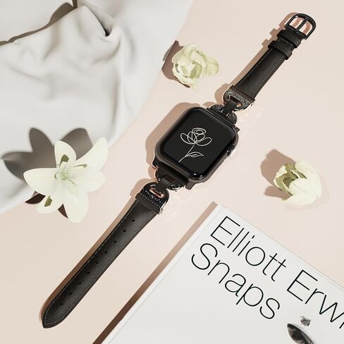 فرقة جلدية متوافقة مع نطاقات Apple Watch Women 42/44/45/46/49 مم حزام جلدي نحيف مع مصمم من سلسلة IWatch من سلسلة IWatch 10/9 in Saudi Arabia