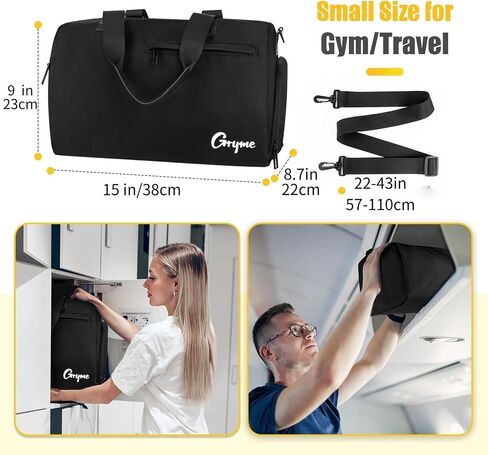 Gryme 15 Inch Small Gym Bag with Shoes Compartment and Wet Pocket, Mini Duffle Bag for Men & Women, Small Sports Bag for Travel Carry On, Swimming, Workout, Weekender Overnight in Saudi Arabia