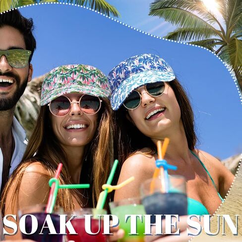 4 Pcs Hawaiian Visor Hat for Women Men Tropical Beach Adjustable Empty Top Sport Visor Cap for Summer Outdoor Pool in Saudi Arabia