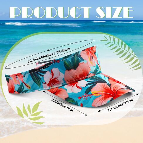 4 Pcs Hawaiian Visor Hat for Women Men Tropical Beach Adjustable Empty Top Sport Visor Cap for Summer Outdoor Pool in Saudi Arabia