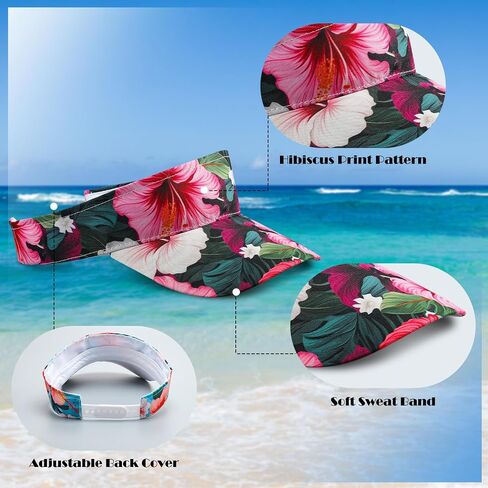 4 Pcs Hawaiian Visor Hat for Women Men Tropical Beach Adjustable Empty Top Sport Visor Cap for Summer Outdoor Pool in Saudi Arabia