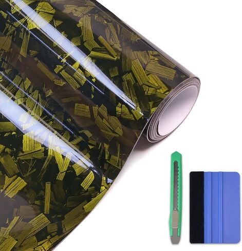 Arespark Gloss Forged Carbon Fiber Vinyl Wrap, Car Carbon Fiber Vinyl Wrap Decal Sticker Film Sheet with Air Release (1ft x3.5ft, Red) in Kuwait