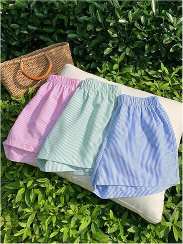 Milumia Girl's 3 Pack Striped Scriped Series Legh Straight Legh Outs Disual Shorts in Kuwait