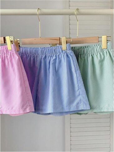Milumia Girl's 3 Pack Striped Scriped Series Legh Straight Legh Outs Disual Shorts in Kuwait