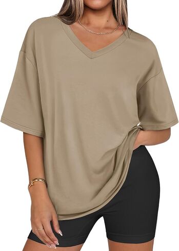 Womens Overisized Tshirts V Neck Workout Gym Shirts Tops Casual Summer Clothes in Saudi Arabia