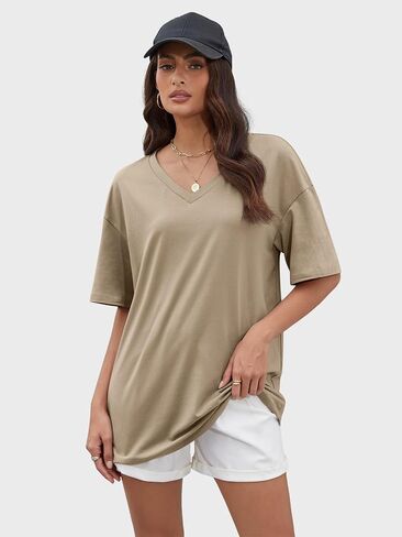 Womens Overisized Tshirts V Neck Workout Gym Shirts Tops Casual Summer Clothes in Saudi Arabia