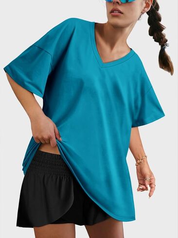 تتفوق المرأة على Tshirts v الرقبة القمصان الصالة الرياضية قمم الملابس الصيفية غير الرسمية in Saudi Arabia