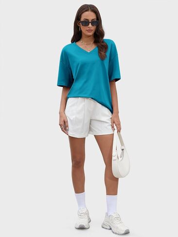 تتفوق المرأة على Tshirts v الرقبة القمصان الصالة الرياضية قمم الملابس الصيفية غير الرسمية in Saudi Arabia