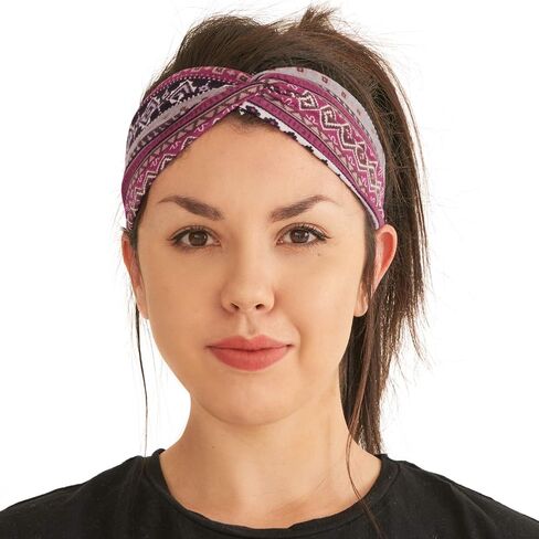 CHARM Boho Twist Turban Headband - Stretchy Cotton Hair Wrap Hairband for Women in Kuwait