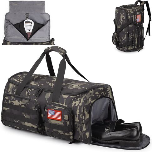 3-in-1 Tactical Garment Bag For Men 55L Large Capacity Convertible Duffle Bag Travel Hanging Suit Bags With Shoes Compartment Multi-Functional Weekend Bags For Daily Traveling Workout Business Trip in Kuwait