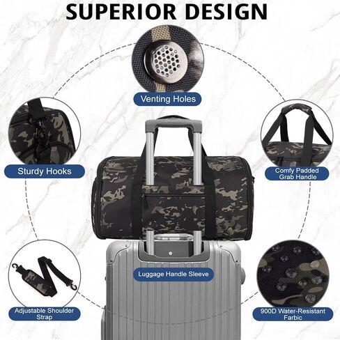 3-in-1 Tactical Garment Bag For Men 55L Large Capacity Convertible Duffle Bag Travel Hanging Suit Bags With Shoes Compartment Multi-Functional Weekend Bags For Daily Traveling Workout Business Trip in Kuwait