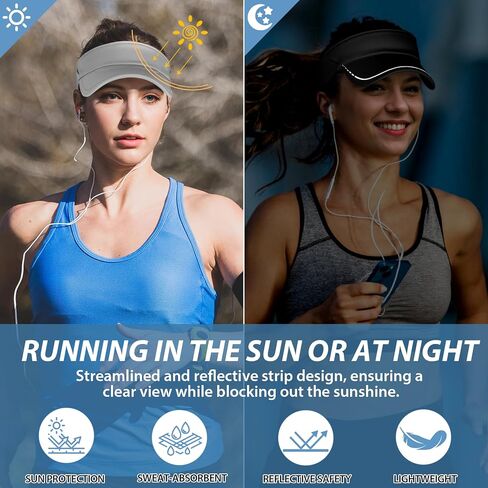 Sukeen Sports Sun Visor Men Women ، Reflective Running Revor ، Hate Righted Rightable Hat For Golf Tennis ، Sunglass Slots in Saudi Arabia