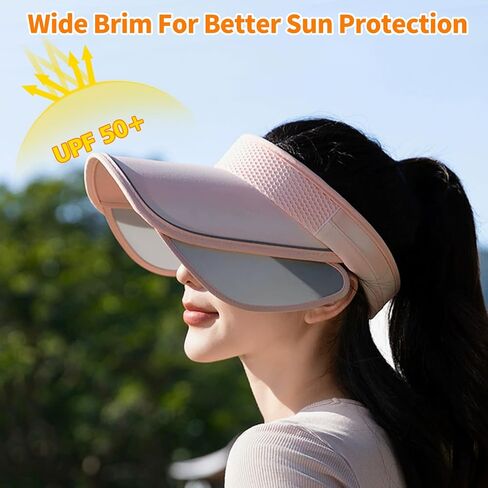 Peicees Sun Visors with Wide Brim for Women Men UPF50+ UV Sun Protection Cap for Golf Tennis Beach Running Hiking Sports in Saudi Arabia