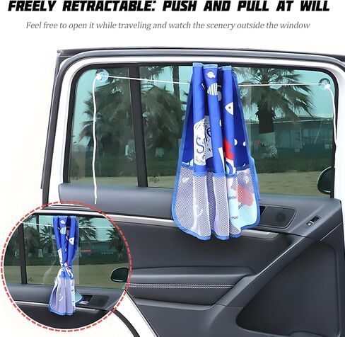 ظل نافذة السيارة ، ستارة مركبة Sunshade مع جيوب التخزين وأكواب الشفط للطفل ، ونمط الرسوم المتحركة غطاء الحماية من أشعة الشمس الداخلية ، Universal لشاحنات سيدان سيارات الدفع الرباعي (الديناصورات) in Kuwait