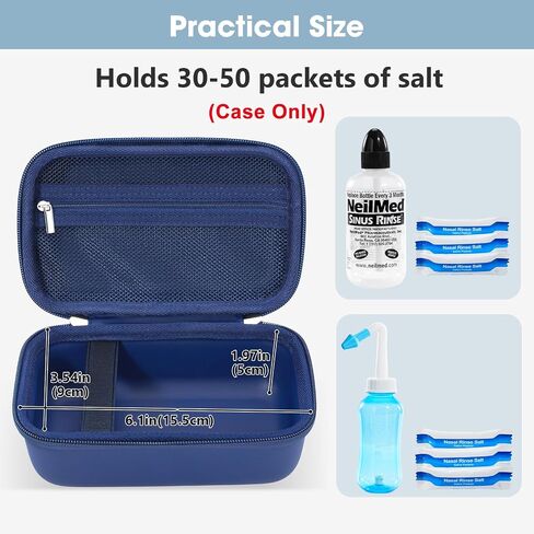 حقيبة سفر ProCase لحزم شطف الجيوب الأنفية NeilMed، حقيبة حمل لغسول الأنف Maoever Neti Pot، حقيبة محمولة لزجاجة شطف الجيوب الأنفية وحزم ملح غسيل الأنف أو مجموعة منظف الأنف - أسود in Saudi Arabia