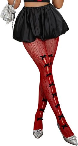 Bow Tights For Women,Sheer Floral Lace Sexy Stockings,Cute Bows Stocking Valentines Date Night Christmas in Saudi Arabia