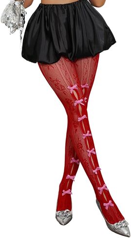 Bow Tights For Women,Sheer Floral Lace Sexy Stockings,Cute Bows Stocking Valentines Date Night Christmas in Saudi Arabia