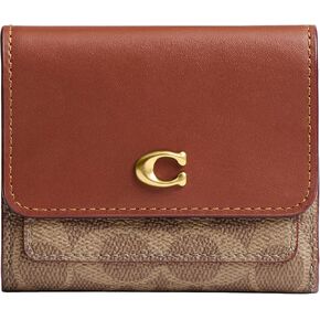 Coach Women's Mila Small Flap Wallet in Signature Canvas Accessory-Travel, B4/Tan Caramel, One Size