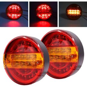 2pcs مقطورة ضوء الذيل ، 5 بوصات LED مستديرة الهامبرغر ضوء الفرامل ضوء الشاحنة المضادة للماء المصابيح الإيقاف مصباح مؤشر 12 فولت