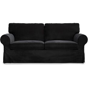 MASTERS OF COVERS Elegant Velvet Ektorp Loveseat Sofa Cover for IKEA Two Seater Ektorp Slipcover-Black