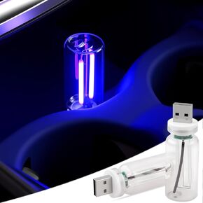 2 PCS USB Car Interior Lights, Plug-in Retro Car Atmosphere Lamps with Touch Adjustment, Portable Mini Nightlights, Universal Ambient Lighting Kits for Vehicle Interior Accessories (Blue)