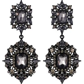 Flyonce Women's Rhinestone Crystal Art Deco Vintage Style Gatsby Clip-on Dangle Chandelier Earrings