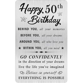 بطاقة عيد ميلاد Moqiyxl Happy 50 للرجال ، بطاقة محفظة صغيرة محفورة لهدايا عيد ميلاد عمرها 50 عامًا