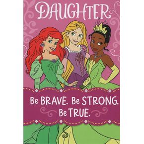 Princess Happy Birthday Card for Daughter with Princesses Ariel, Rapunzel, and Tiana Made in USA