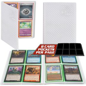 Monster 4 Pocket Trading Card Album- 20 Side Loading, Theft Deterrent, Padded Pages for Extra Protection- Deluxe Binder Holds 160 Yugioh, MTG, Magic The Gathering, Pokémon & Sport Cards-Holofoil White