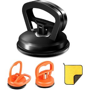 Dent Puller,3 Pack Professional Dent Remover Tool Kit for Car Body Dents, with Suction Cup and Handle Lifter for Easy Car Dent Removal, Glass, Screen, and Object Moving (Black+Orange)