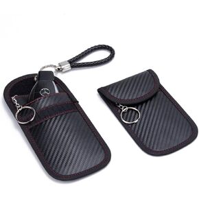 2pc faraday حقيبة لـ Tesla Key Fob ، واقي Faraday Cage ، وحظر إشارة RFID للسيارة ، ومكافحة السرد المانع للسرقة (ألياف الكربون)