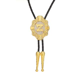 GelConnie Bolo Tie for Men Gold Western Ties Cowboy Necktie Womens Bolo Tie Leather Tie Bola Ties Initial Letter A to Z