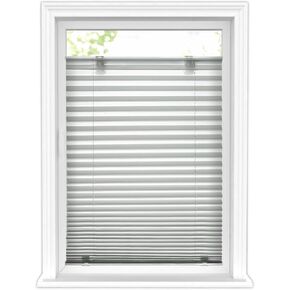 LazBlinds Tool-Free Cordless Pleated Shades with Suction Cups Light Filtering Top Down Bottom Up Pleated Blinds for Window Size 39" W x 64" H, Anthracite