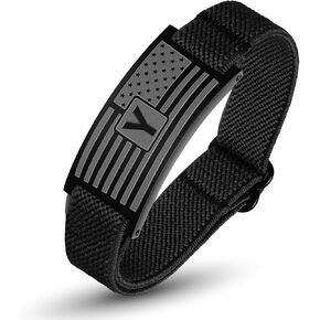 American Flag Initial Bracelet for Men Adjustable Elastic Stretch A-Z Letter Bracelets Wristband Patriotic Birthday Christmas Jewelry Gifts for Dad Son in Kuwait