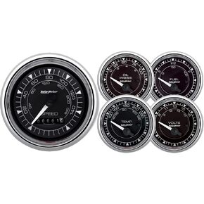 Auto Meter 9708 5-Gauge KIT, 3-3/8" & 2-1/16", ELEC. Speedo, Chrono Chrome