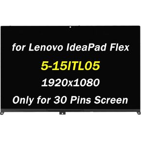 5D10S39643 Replacement for Lenovo IdeaPad Flex 5-15 LCD Display 5-15ITL05 5-15IIL05 5-15ALC05 82HV 81X3 82HT 5D10T77944 30pin FHD 1920x1080 15.6" LCD Touch Screen Digitizer Assembly with Bezel