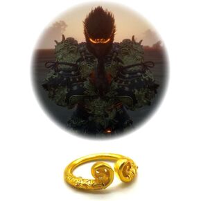 AYWVRBST WUKONG CONDENK CURSE RING ، RING METAL ، RISE GAME COPY RING ، HISTIVAL GIFT ، RING RING RING ، WUKONG THEME RING (GOLDEN)