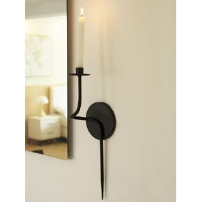 17" Black Wall Candle Holder Set of 2 Taper Candle Sconces Set of Two for Living Room, Dining Room, Bedroom Fireplace Wall Decoration